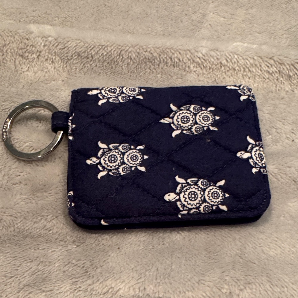 Navy Blue Quilted Turtle Print Keychain Wallet